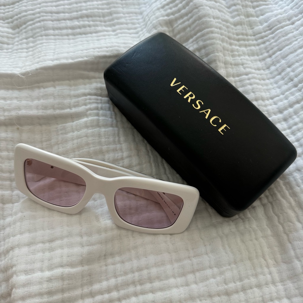 Versace Rectangle In White Sunglasses